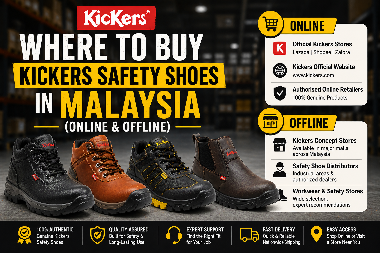 Where to Buy Kickers Safety Shoes in Malaysia (Online & Offline)